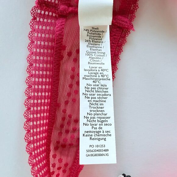 NWT Les Girls Les Boys Triangle Lace Thong in Love Potion Dark Pink Size Medium - Picture 7 of 7